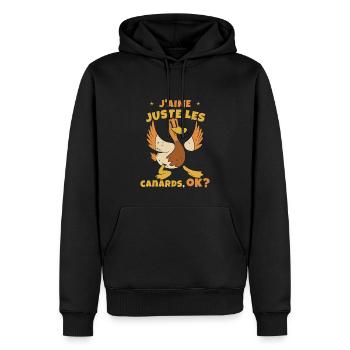 J'Aime Juste Les Canards - Sweat à capuche Premium bio Homme - noir - Devant - Nico (187cm)