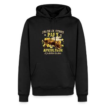 Papy Abeilles Apiculteur Apiculture - Sweat à capuche Premium bio Homme - noir - Devant - Nico (187cm)