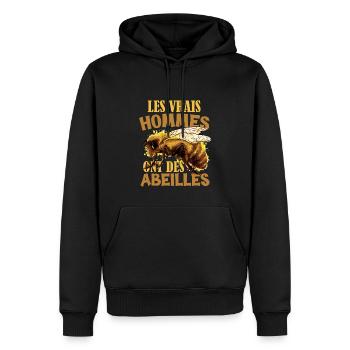 Homme Abeilles Apiculteur - Sweat à capuche Premium bio Homme - noir - Devant - Nico (187cm)