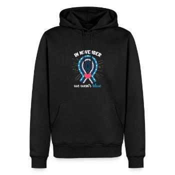 Mois de la sensibilisation au diabète - Sweat à capuche Premium bio Homme - noir - Devant - Nico (187cm)