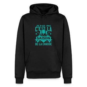 C'est La Saison De La Chasse - Sweat à capuche Premium bio Homme - noir - Devant - Nico (187cm)