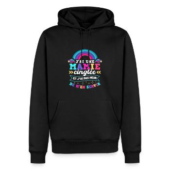 J'ai Une Mamie Cinglée Petite-Fille Enfant - Sweat à capuche Premium bio Homme - noir - Devant - Nico (187cm)
