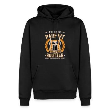 Camionneur Routier Camion - Sweat à capuche Premium bio Homme - noir - Devant - Nico (187cm)