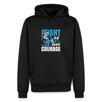 Colon Cancer Awareness - Men’s Premium Organic Hoodie - black - Front - Nico (187cm)