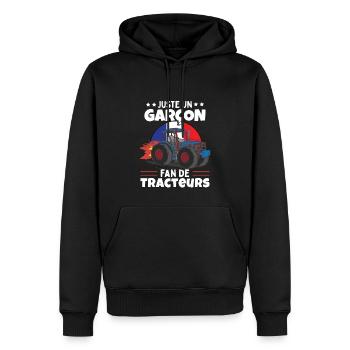 Fan De Tracteurs | Enfant | Tracteur - Sweat à capuche Premium bio Homme - noir - Devant - Nico (187cm)