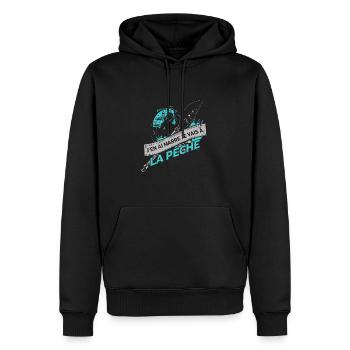 Je Vais À La Pêche - Sweat à capuche Premium bio Homme - noir - Devant - Nico (187cm)