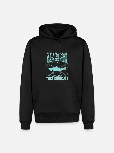 Poisson Cadeau Pêcheur Pêche Humour - Sweat à capuche Premium bio Homme - noir