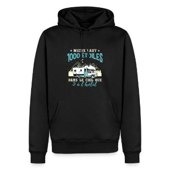 Camping Humour Campeur Camping-Car - Sweat à capuche Premium bio Homme - noir - Devant - Nico (187cm)