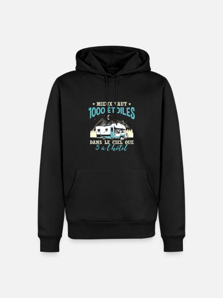 Camping Humour Campeur Camping-Car - Sweat à capuche Premium bio Homme - noir