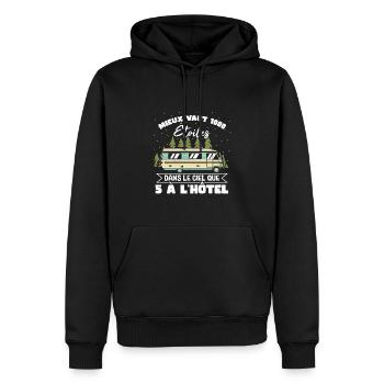 Camping Car Dicton Camping - Sweat à capuche Premium bio Homme - noir - Devant - Nico (187cm)
