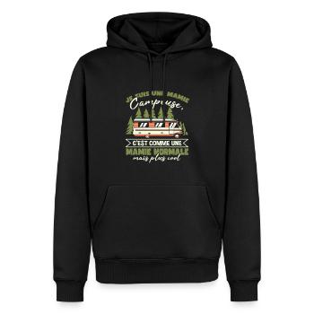 Je Suis Un Mamie Campeuse - Sweat à capuche Premium bio Homme - noir - Devant - Nico (187cm)