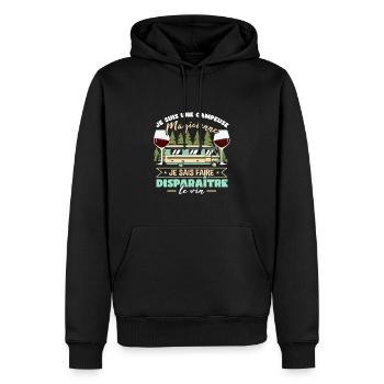 Camper Campeuse Camping-Car - Sweat à capuche Premium bio Homme - noir - Devant - Nico (187cm)