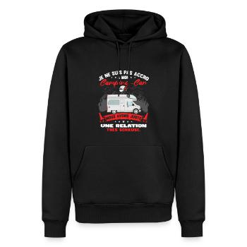 Camping-Car Humour Camper - Sweat à capuche Premium bio Homme - noir - Devant - Nico (187cm)