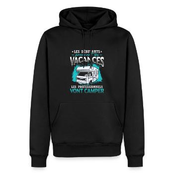 Les Professionnels Vont Camper - Sweat à capuche Premium bio Homme - noir - Devant - Nico (187cm)