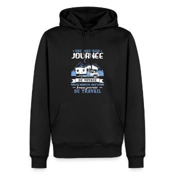 Drôle Camper Campeur Camping-Car Proverbe Camping - Sweat à capuche Premium bio Homme - noir - Devant - Nico (187cm)