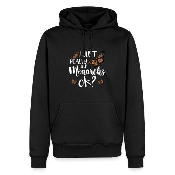 J’aime vraiment les monarques - Sweat à capuche Premium bio Homme - noir - Devant - Nico (187cm)