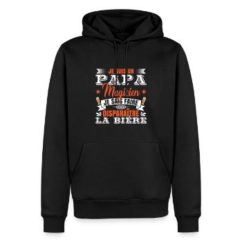 Je Suis Un Papa Magicien | Fête Des Pères - Sweat à capuche Premium bio Homme - noir - Devant - Nico (187cm)