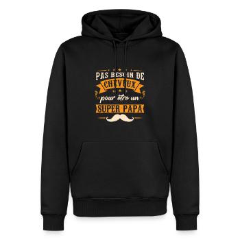 Papa Papy Humour - Sweat à capuche Premium bio Homme - noir - Devant - Nico (187cm)
