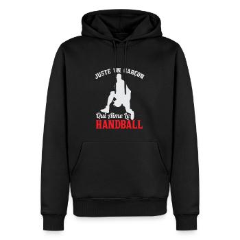 Enfant Handball Handballeur Sport - Sweat à capuche Premium bio Homme - noir - Devant - Nico (187cm)