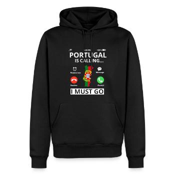 Portugal Drapeau utilisé Look Drapeau portugais - Sweat à capuche Premium bio Homme - noir - Devant - Nico (187cm)
