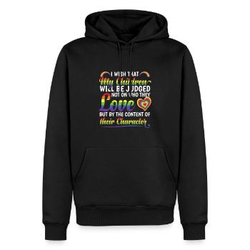 Pride Month | LGTBQ | Mama | Regenbogenfahne - Männer Premium Bio Hoodie - Schwarz - Vorne - Nico (187cm)