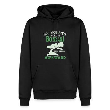 My Hobbis Include Bonsai - Men’s Premium Organic Hoodie - black - Front - Nico (187cm)