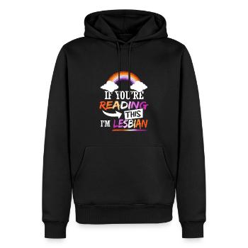 Je suis lesbienne - Sweat à capuche Premium bio Homme - noir - Devant - Nico (187cm)