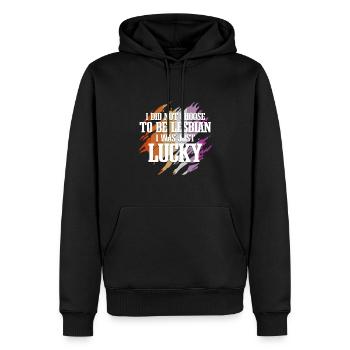 Citation lesbienne Mois de la fierté drôle - Sweat à capuche Premium bio Homme - noir - Devant - Nico (187cm)
