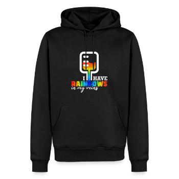 Ich habe Regenbogen in meinen Adern - Männer Premium Bio Hoodie - Schwarz - Vorne - Nico (187cm)