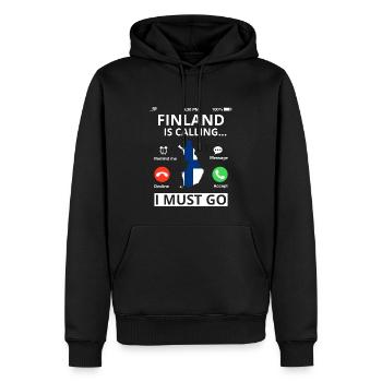 Drapeau de la Finlande Suomi Drapeau finlandais Aspect utilisé - Sweat à capuche Premium bio Homme - noir - Devant - Nico (187cm)