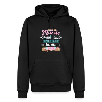 Mamie Et Petite-Fille - Sweat à capuche Premium bio Homme - noir - Devant - Nico (187cm)