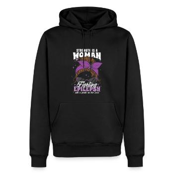 Stärke ist eine Frau, die Epilepsie bekämpft - Männer Premium Bio Hoodie - Schwarz - Vorne - Nico (187cm)