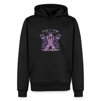 I Have Epilepsy - Men’s Premium Organic Hoodie - black - Front - Nico (187cm)