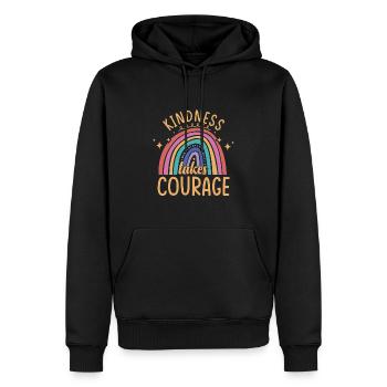 Freundlichkeit braucht Mut | Anti-Mobbing | Tag der Einheit - Männer Premium Bio Hoodie - Schwarz - Vorne - Nico (187cm)