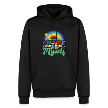 Citation LGBT - Sweat à capuche Premium bio Homme - noir - Devant - Nico (187cm)