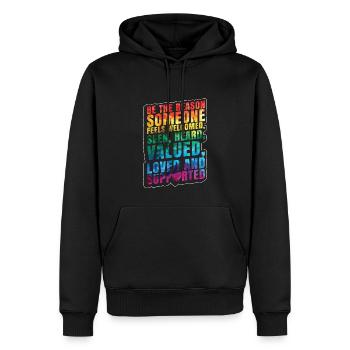 Citation LGBT - Sweat à capuche Premium bio Homme - noir - Devant - Nico (187cm)
