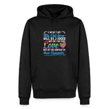 Mois de la fierté des mamans LGBTQ - Sweat à capuche Premium bio Homme - noir - Devant - Nico (187cm)