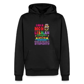 Je suis maman d’une fille lesbienne - Sweat à capuche Premium bio Homme - noir - Devant - Nico (187cm)