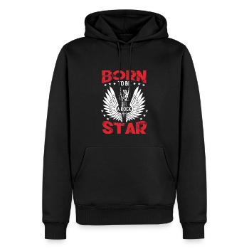 Né pour être une rock star | Guitare | Guitariste - Sweat à capuche Premium bio Homme - noir - Devant - Nico (187cm)
