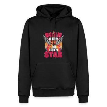 Né pour être une rock star | Guitariste | Guitariste - Sweat à capuche Premium bio Homme - noir - Devant - Nico (187cm)
