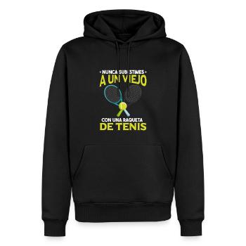 Nunca Subestimes A Un Viejo Con Raqueta De Tenis - Sweat à capuche Premium bio Homme - noir - Devant - Nico (187cm)