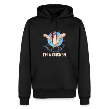 Je suis un poulet - Sweat à capuche Premium bio Homme - noir - Devant - Nico (187cm)
