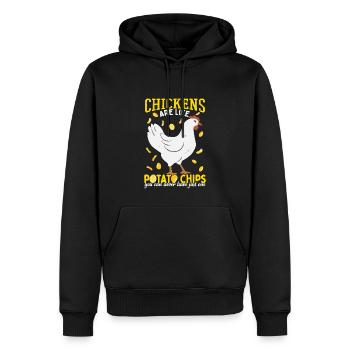 Les poulets sont comme des croustilles - Sweat à capuche Premium bio Homme - noir - Devant - Nico (187cm)