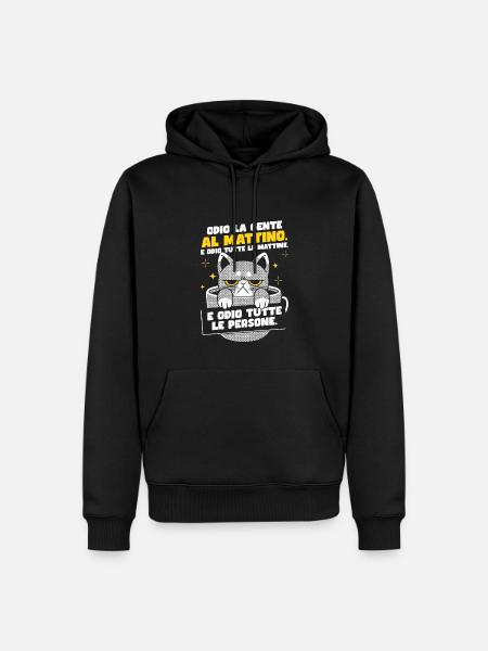 Morning Cat Coffee - Men’s Premium Organic Hoodie - black