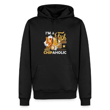 Ich bin ein Fisch und Chipaholic - Männer Premium Bio Hoodie - Schwarz - Vorne - Nico (187cm)