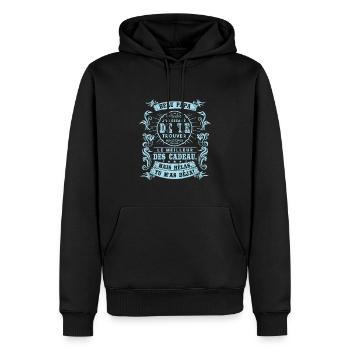 Beau Papa Humour Cadeau Fête Des Pères - Sweat à capuche Premium bio Homme - noir - Devant - Nico (187cm)