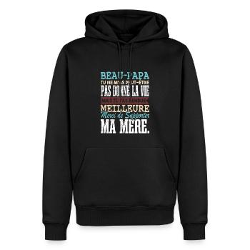Drôle Beau Papa Fête Des Pères - Sweat à capuche Premium bio Homme - noir - Devant - Nico (187cm)