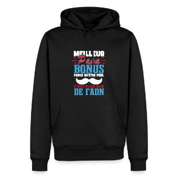 Meilleur Papa Bonus Fête Des Pères Drôle - Sweat à capuche Premium bio Homme - noir - Devant - Nico (187cm)