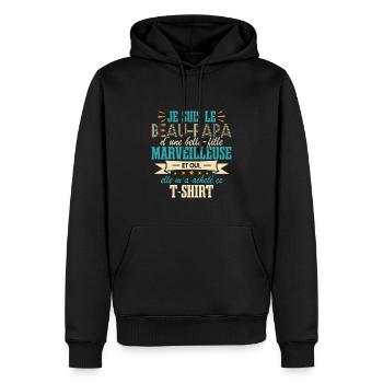 Fête Des Pères Beau Papa Belle Fille - Sweat à capuche Premium bio Homme - noir - Devant - Nico (187cm)