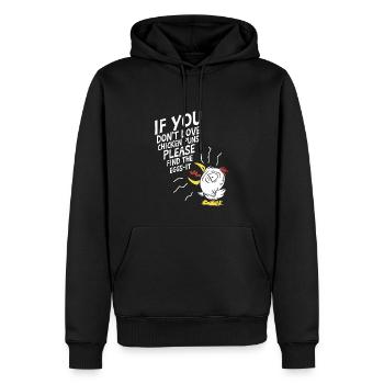 Funny Chicken Puns Eggs Farming Rooster Hen - Men’s Premium Organic Hoodie - black - Front - Nico (187cm)